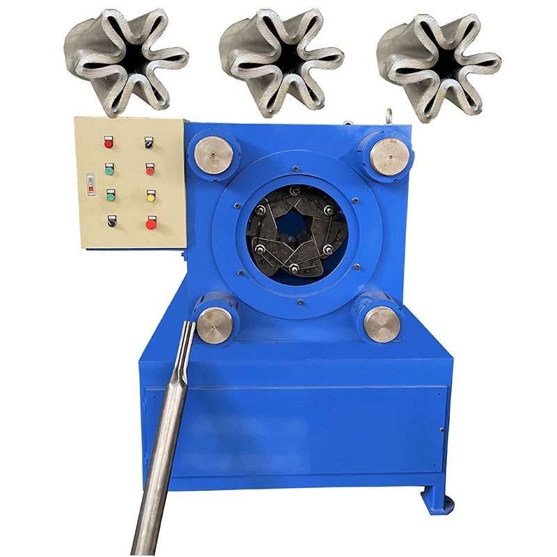 Hydraulic tube end reducing machine for copper tubes