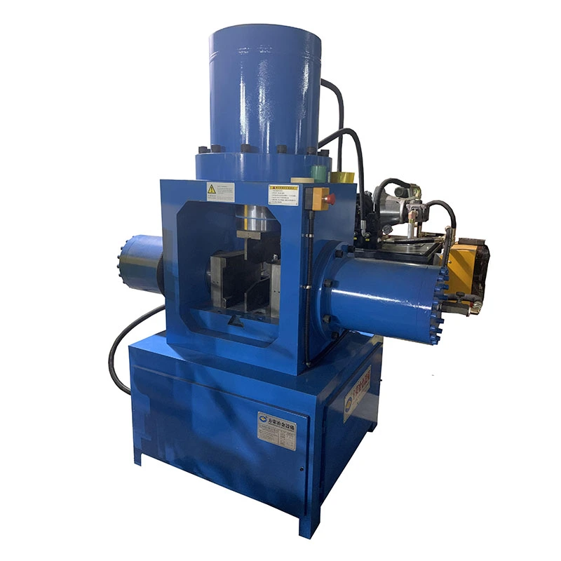 Stainless steel tube end forming machine in operation